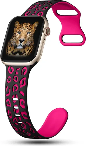 Miniatura 2 de CreateGreat Correas de leopardo grabadas compatibles con Apple Watch Band de 1.575 in 1.614 in 1.496 in 1.654 in 1.732 in 1.772 in 1.811 in 1.929 in