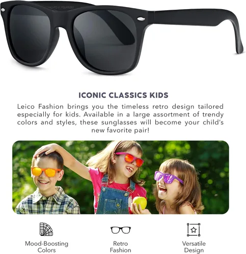 Miniatura 2 de LEICO FASHION Gafas de sol polarizadas retro para niños y niñas de 3 a 12 años inastillables con protección UV para niños pequeños