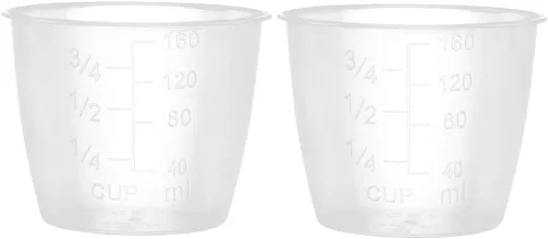 AKOAK Taza medidora de arroz transparente de plástico, taza medidora de olla arrocera de 5.4 fl oz, taza medidora de arroz de doble escala y