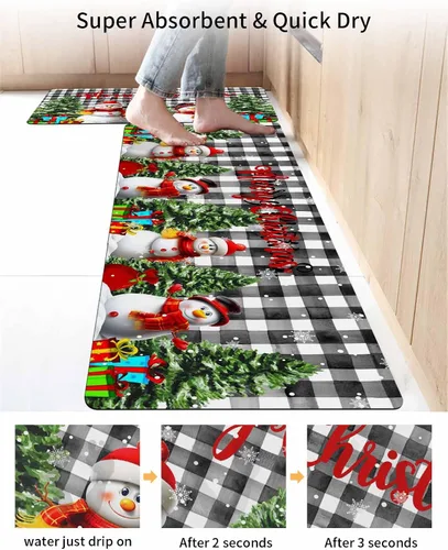 Miniatura 4 de Tapete de baño de Navidad con muñeco de nieve para bañera, antideslizante, de secado rápido y absorbente, con tierra de diatomeas, para fregadero