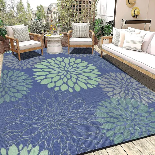 Miniatura 21 de Ileading Alfombra impermeable para exteriores de 5 x 8 pies, reversible, de paja de plástico, portátil, para interiores y exteriores, caravana