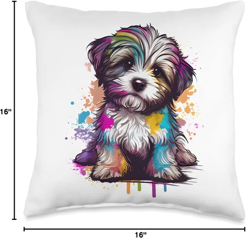Miniatura 4 de Havanese Bolonka Zwetna Shih Tzu Lhasa Apso Bichon Havanese Bolonka Zwetna Shih Tzu Lhasa Apso Splashs, almohada de 16 x 16 pulgadas, multicolor