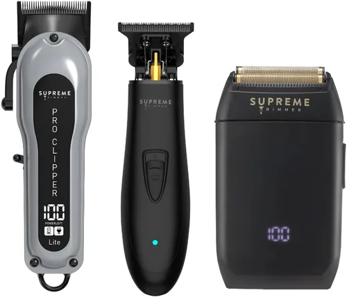 Miniatura 9 de Supreme Trimmer Paquete de Barbero 3 en 1 Pro Clipper Lite, Recortadora DLC T-Shaper, Afeitadora de Lámina Crunch Lite Kit Profesional