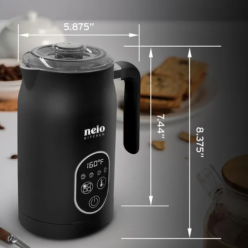 Miniatura 7 de NELO Espumador de leche eléctrico, espumador de leche digital 4 en 1 y vaporizador con control de temperatura en tiempo real, espumador automático