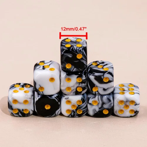 Miniatura 5 de 36 de paquete de dados MINI de 12 mm de 6 caras, juego de dados D6 de dos colores, dados estándar de 6 caras para Yahtzee, Bunco o enseñanza