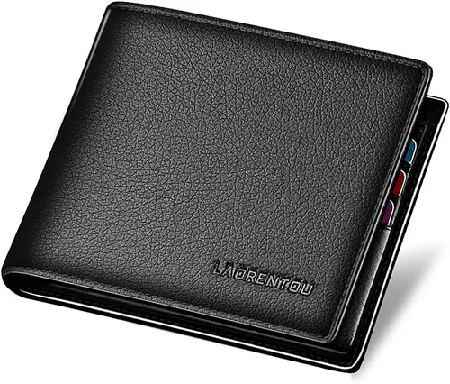 Miniatura 14 de LAORENTOU Billeteras de cuero genuino para hombre, billeteras plegables con cremallera, bolsillo para monedas, casual, cartera delgada