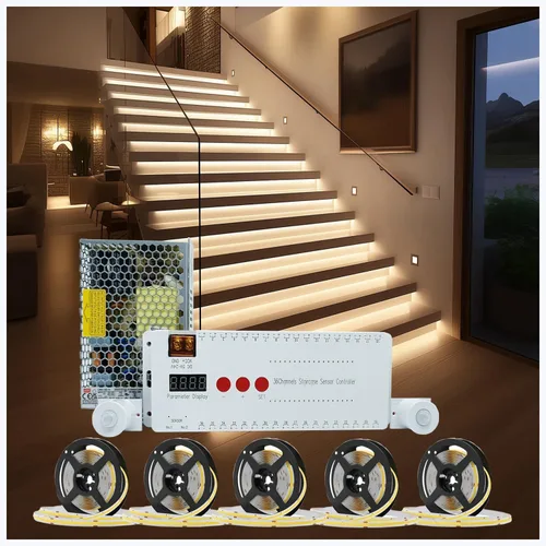 Miniatura 7 de Luces de Escalera con Sensor de Movimiento para Interiores, Kit de Luces Inteligentes para Escalones 12 Escalones 40 Pulgadas Tira de Luces