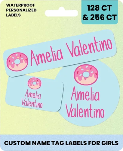 Miniatura 15 de Suministros escolares etiquetas de nombre personalizadas, etiquetas adhesivas de nombre personalizadas lavables para niñas, etiquetas adhesivas