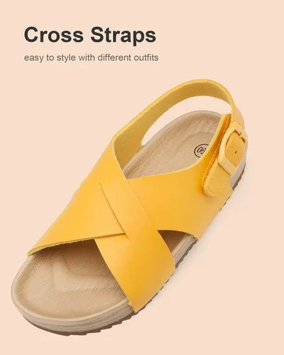 Miniatura 3 de Cubufly Sandalias para niños con tiras cruzadas y puntera abierta, zapatos de verano para uso en interiores y exteriores, para niños pequeños