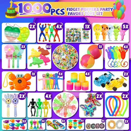 Miniatura 3 de Más de 1000 piezas de recuerdos de fiesta para niños, paquete de juguetes antiestrés, rellenos de calcetines de Navidad, regalo de cumpleaños, caja