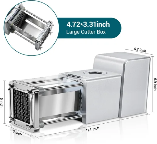 Miniatura 8 de Sopito Cortador de Papas Fritas Eléctrico Cortador de Papas de Acero Inoxidable con Cuchillas de 1/2 y 3/8 Pulgadas para Papas, Zanahorias, Pepinos