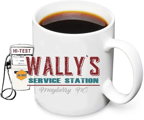 Miniatura 13 de Brotherhood Mayberry Mt Airy Sheriff Aunt Bea's Pickles Oregon Nueva Escocia Wally's Service Andy Griffith - Tazas de café de cerámica blanca de 11
