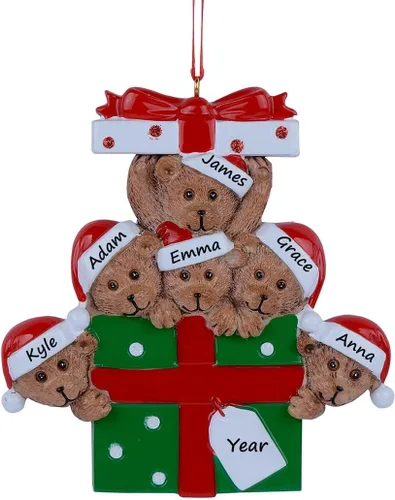 Miniatura 9 de Adornos de Navidad familiares personalizados 2023 – Adorno de Navidad de familia de 2 osos – Decoración de árbol de caja de regalo de oso