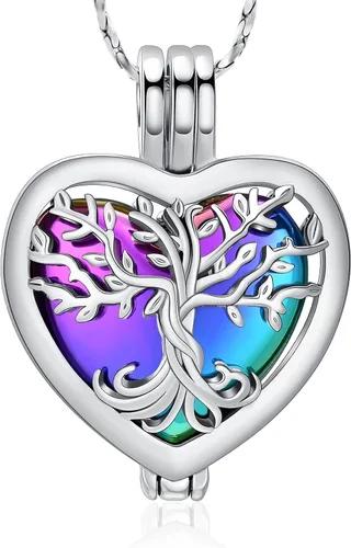 Miniatura 15 de Imrsanl Joyería de cremación para cenizas – Collar con colgante de cenizas de flor de loto con mini urna de recuerdo, joyería conmemorativa