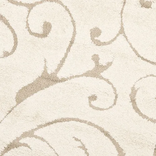 Miniatura 6 de SAFAVIEH - Alfombra de la colección Florida Shag - 10 pies redonda, color crema y beige, diseño de pergamino, no suelta pelusa y fácil de limpiar