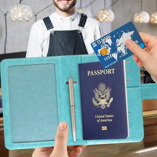 Miniatura 2 de ACdream Combo de portatarjetas de pasaporte y vacunación, funda con ranura para tarjeta de vacunación CDC, protector organizador de documentos