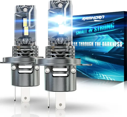 RAMHORN Bombillas H4, bombillas 9003, 500% de brillo, diseño mejorado de 6500 K, luz antiniebla blanca fría Plug N-Play, paquete de 2