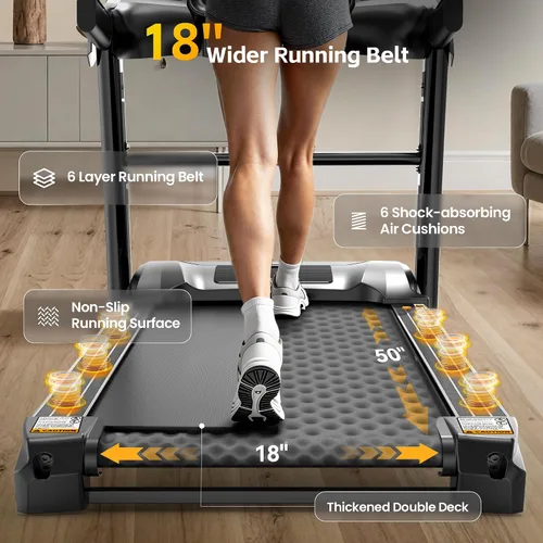 Miniatura 4 de Cinta de correr plegable con capacidad de 400 lbs para el hogar con inclinación del 15%, cinta de correr de 5.0 HP para hacer ejercicio, 0.6–10 MPH