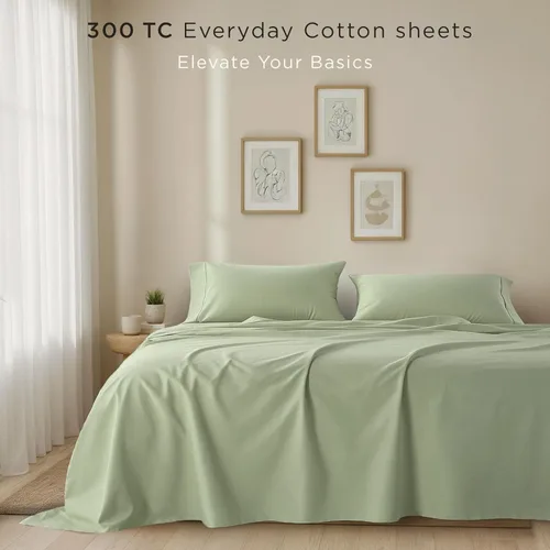 Miniatura 2 de Juego de sábanas de algodón Threadmill para cama Twin XL Sábanas 100% algodón para cama Twin XL Juego de sábanas Twin XL de satén liso con Verde