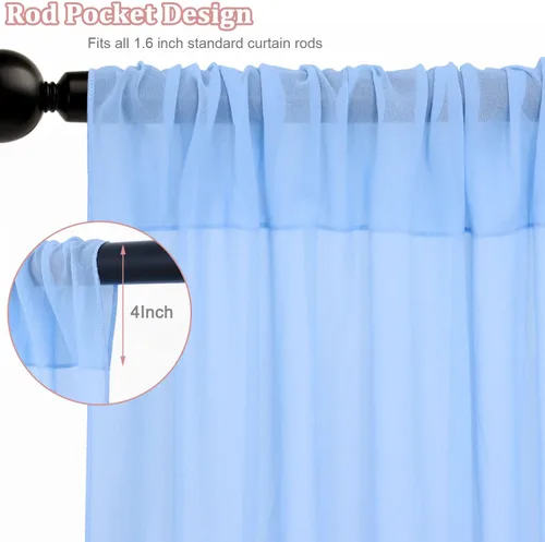 Miniatura 4 de FOTSHARER Cortinas de techo azul bebé para boda, 2 paneles de 5 x 20 pies, gasa para arco de boda, cortinas de techo para telón de fondo, decoración