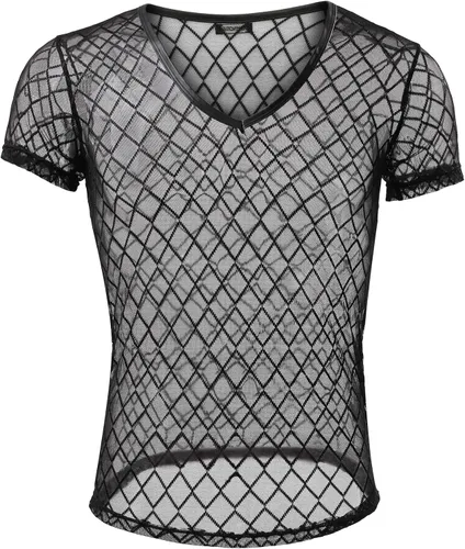 Miniatura 5 de Camiseta sexy de malla de manga corta para hombre