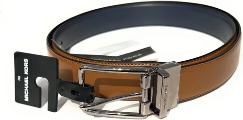 Miniatura 5 de Michael Kors Cinturón de vestir reversible de cuero de PVC cortado para hombre, marino