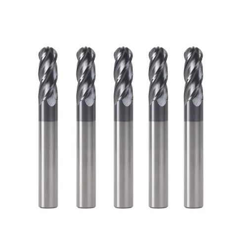 Miniatura 8 de Fresa de punta de bola ISB, diámetro de 1/16", diámetro de vástago de 1/8", brocas de carburo de grano micro de 4 canales para fresadora CNC