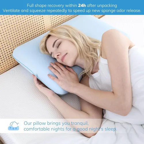 Miniatura 6 de EGOHOME Almohada de espuma viscoelástica de gel refrescante, funda de enfriamiento reversible, soporte para el cuello para dormir de lado, espalda