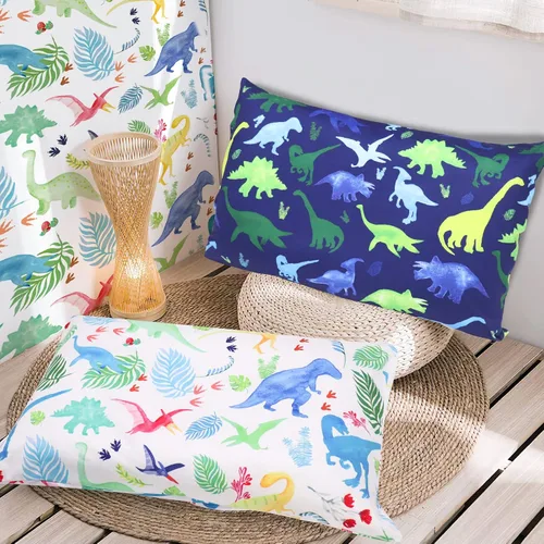 Miniatura 5 de Funda de almohada para niños pequeños, funda de almohada para dormir, paquete de 2 unidades, juego de dinosaurios para almohadas de 13 x 18 pulgadas