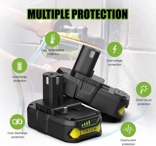 Miniatura 5 de Powilling Paquete de 2 baterías P189 mejoradas de 4.0Ah para batería Ryobi de 18 V, baterías de iones de litio de 18 voltios para herramientas