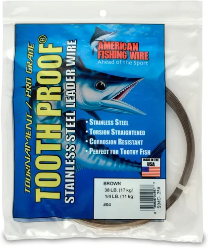 Miniatura 68 de AFW Alambre Líder Duro de Una Hebra de Acero Inoxidable a Prueba de Dientes - Brillante y Camuflaje para Tiburón, Barracuda, Caballa Real, Wahoo