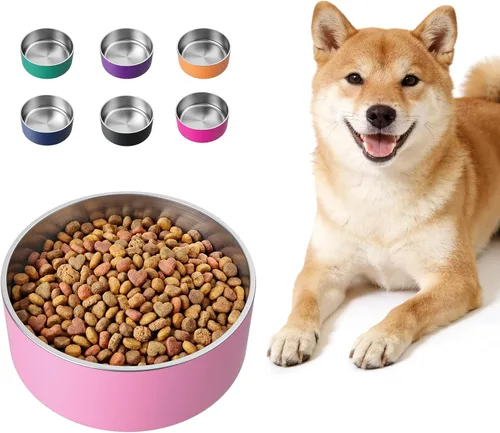 Miniatura 11 de LIHONG Cuencos de acero inoxidable para perros de tamaño pequeño y mediano, antideslizantes, Cuenco para perros aislado, Cuenco para mascotas