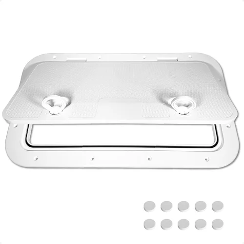 Miniatura 11 de Five Oceans Escotilla de barco, escotilla de acceso marítimo, tapa rectangular para escotilla de barco con pestillo de bloqueo, color blanco roto