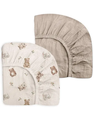 Miniatura 15 de Pack and Play Sábanas para bebés, niños y niñas, 39 x 27 x 3 pulgadas, muselina neutra de algodón, paquete N Play, sábana con estilo bohemio