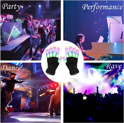 Miniatura 4 de Luwint Guantes de iluminación LED coloridos intermitentes para niños de 8 a 12 años, adolescentes y adultos