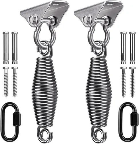 Miniatura 9 de SELEWARE Colgador de columpio de acero inoxidable resistente para techo Montaje en techo con giro libre Gancho de columpio Kit de accesorios