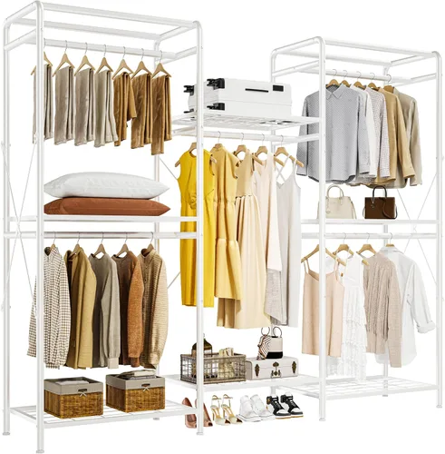 Miniatura 9 de JOISCOPE Perchero de alambre para ropa, carga máxima de 900 libras, perchero resistente para colgar ropa, organizador de armario grande con 4
