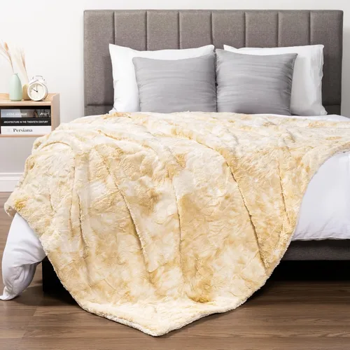 Miniatura 11 de PAVILIA - Manta de piel sintética reversible con diseño tie-dye color negro, suave, mullida y cálida, mantas y cobijas de sherpa para cama, manta