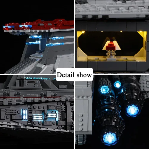 Miniatura 4 de Kyglaring Kit de luces compatible con bloques de construcción Lego Star Wars Venator 75367, accesorios de iluminación mejorados para Class Republic
