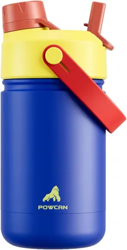 Miniatura 57 de POWCAN - Botella de agua con aislamiento de 18 onzas, con tapa de boquilla y pajilla 2 en 1, fría 24 horas, a prueba de fugas, apta para portavasos