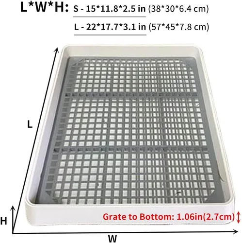 Miniatura 2 de Oncpcare Caja de arena de conejillo de indias de 15 x 12 pulgadas con rejilla, bandeja de arena para animales pequeños para jaula, bandeja de baño