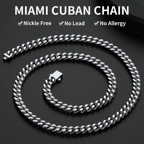 Miniatura 2 de ChainsHouse - Cadena de acero inoxidable para hombre, negrooro de 18 quilates, de 1364, 932, 2364, 1532, 3564 pulgadas de ancho, sin deslustre