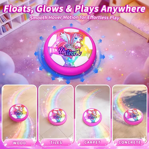 Miniatura 4 de Pelota de fútbol voladora de unicornio para niñas, juguetes de aire flotantes iluminados para niñas de 3, 4, 5, 6, 7, 8, 9, 10, 11, 12 años, juguete