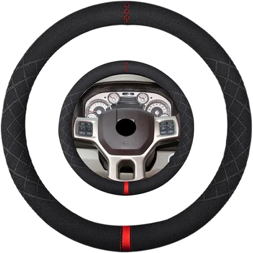 Miniatura 7 de Funda de volante de ante K LAKEY, compatible con Dodge Avenger Grand Caravan Challenger Charger, cubierta de volante deportiva antideslizante