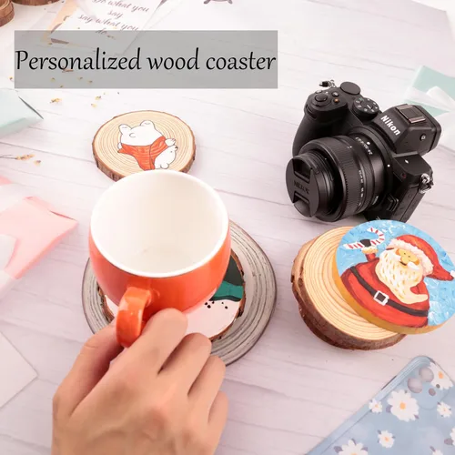 Miniatura 3 de Rebanadas de madera natural sin terminar: círculos de 3.2-4 pulgadas - 30 piezas con corteza para manualidades, adornos de bricolaje y arte