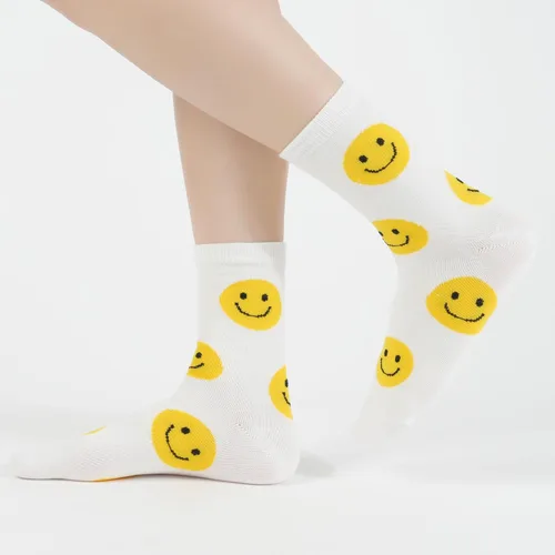 Miniatura 7 de Calcetines lindos para mujer 4-6 pares de calcetines de algodón con diseño de carácter sonriente con estampado de corazón y frutas US 6-8