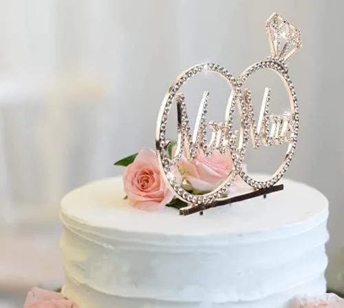 Miniatura 2 de Mr & Mrs - Decoración de pastel de compromiso de boda con diamantes de imitación para boda, compromiso, despedida de soltera, decoración de pastel