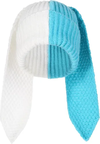 Miniatura 13 de Gorro de conejo para mujer, lindo conejo de ganchillo, gorro de invierno, cálido gorro de calavera para esquí al aire libre