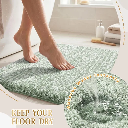 Miniatura 6 de Yimobra Alfombras de baño para artículos esenciales del hogar, antideslizante, lavable, alfombra de ducha de felpa suave absorbente de agua