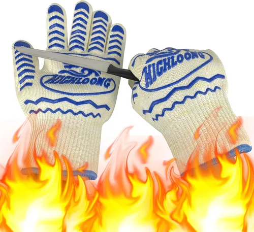 Miniatura 13 de Guantes para barbacoa, guantes de horno 1472℉ resistentes al calor extremo, guantes de silicona antideslizantes para horno, guantes de cocina